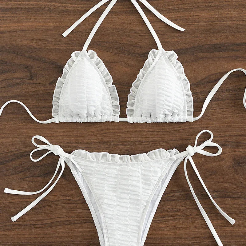 Women's Solid Color Stringy Selvedge Sexy Bikini - DanaFashionstore