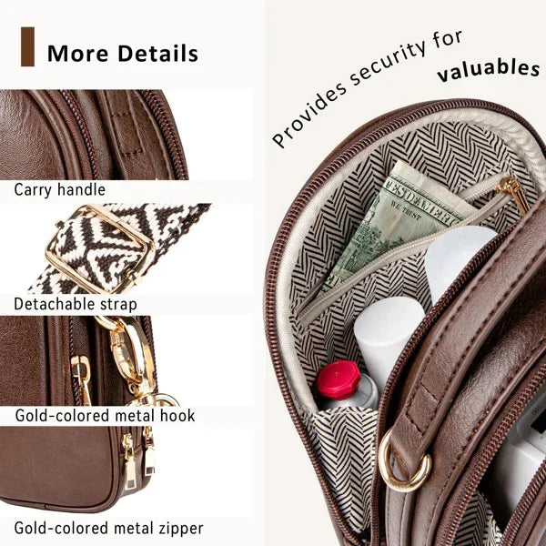 Small Crossbody Bag For Women With Handle And Adjustable Strap, Cell Phone Purse Cross Body With 2 Zipper Pockets-Coffee - DanaFashionstore