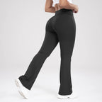Cross Waist Side Pocket Leisure Sports Bell-bottom Pants Slim Fit Yoga Pants Women - DanaFashionstore