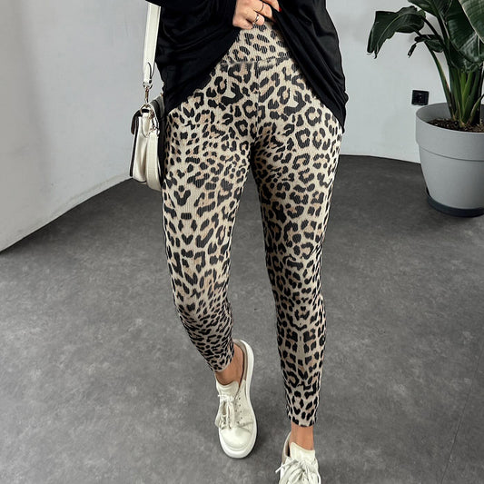 Comfortable High Waist Soft Leopard Print Home Trousers - Dana Fashion