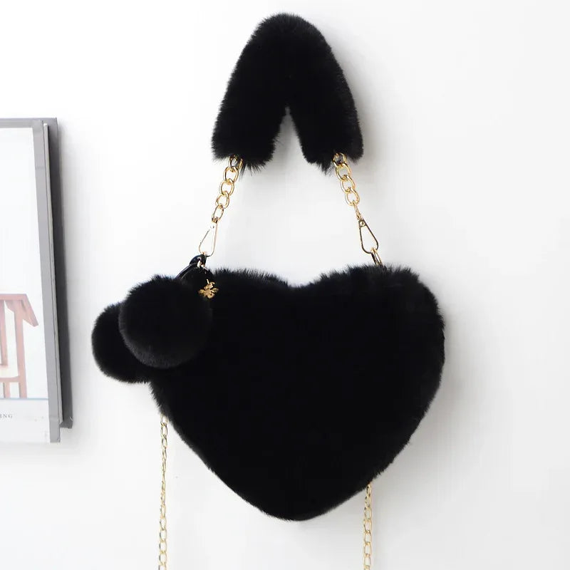 Love Bags Soft Plush Handbags Women Valentine's Day Party Bag - DanaFashionstore