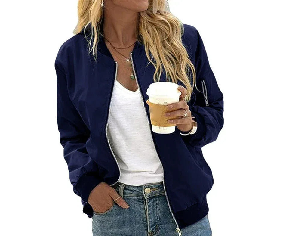 Women's Baseball Bomber Jacket 2025 - Vintage Zipper Casual Outerwear - DanaFashionstore
