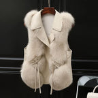 Fur Vest Short Coat 2026 - Patchwork Fox Fur Jacket Women's Warm Vest - DanaFashionstore