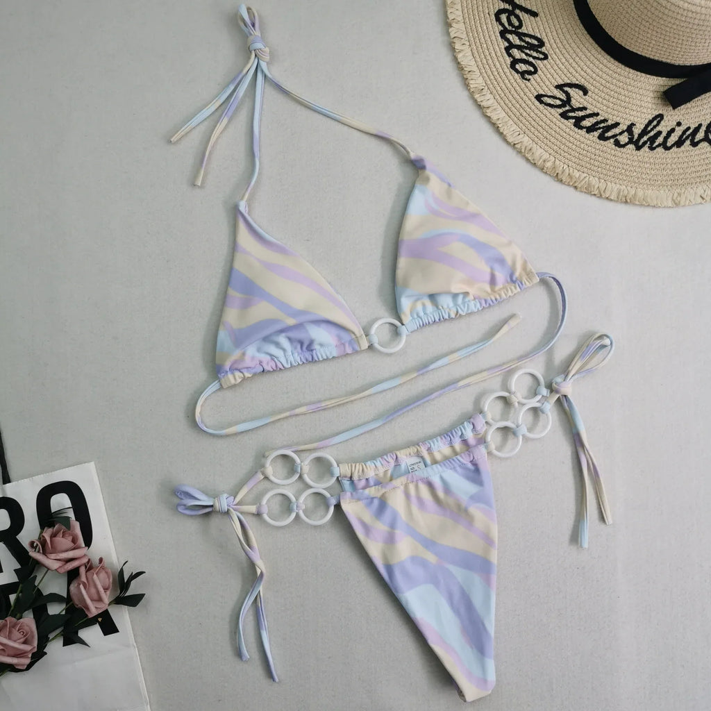 New Women's Split Bikini Double Fabric Lace-up Swimwear - DanaFashionstore