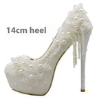 Male Lace High-heeled Shoes Korean Style, Flower Rhinestone Tassel Bride - DanaFashionstore