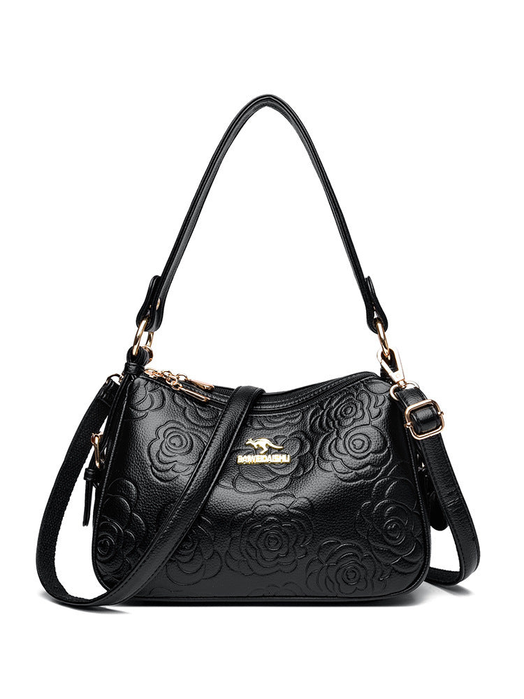 Soft Leather Textured Ethnic Style Simple Versatile Large Capacity Shoulder Messenger Bag - Dana Fashion