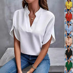 Summer Short-sleeved Chiffon Shirt New V-neck Shirt Women's Casual Versatile Clothing - DanaFashionstore