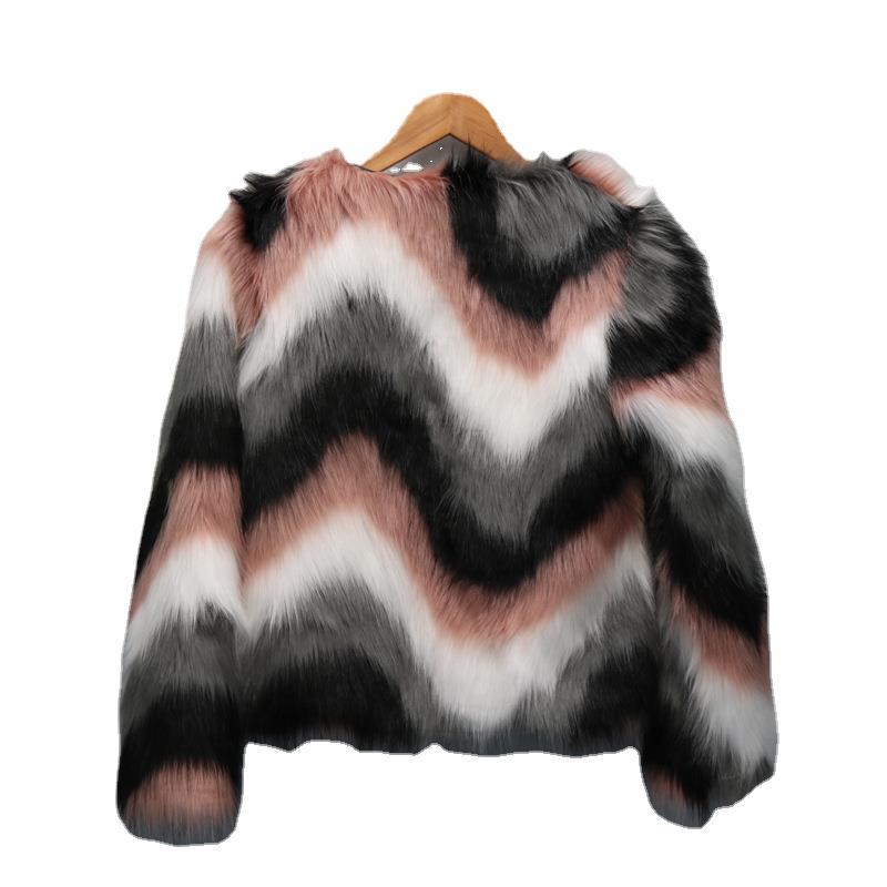 Korean Style Full Leather Fox Fur O-neck Short Coat