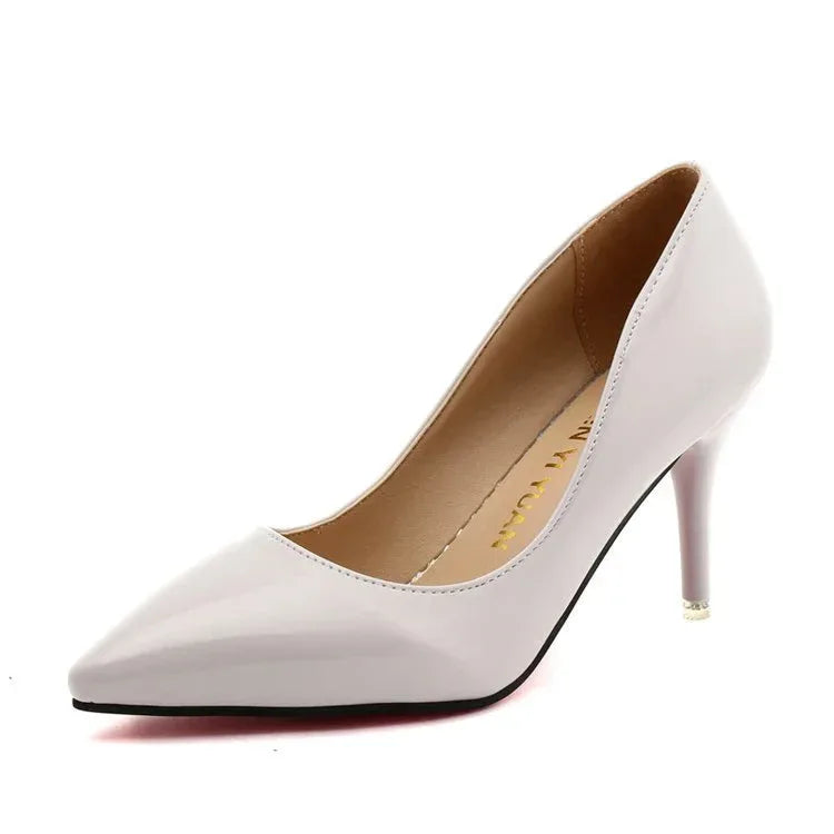 Shallow Mouth Women's Shoes Pointed Toe All-match Patent Leather Women's Single Shoes - DanaFashionstore