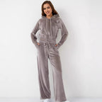 Women's European And American Fashion Casual Solid Color Zipper Cardigan Trousers Suit