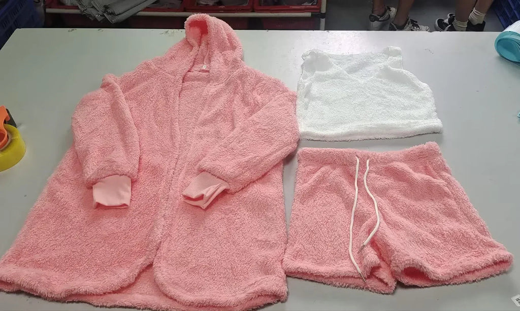 3pcs Womens Clothing Long Sleeve Crop Tank Top And Drawstring Shorts Pajama Set - DanaFashionstore