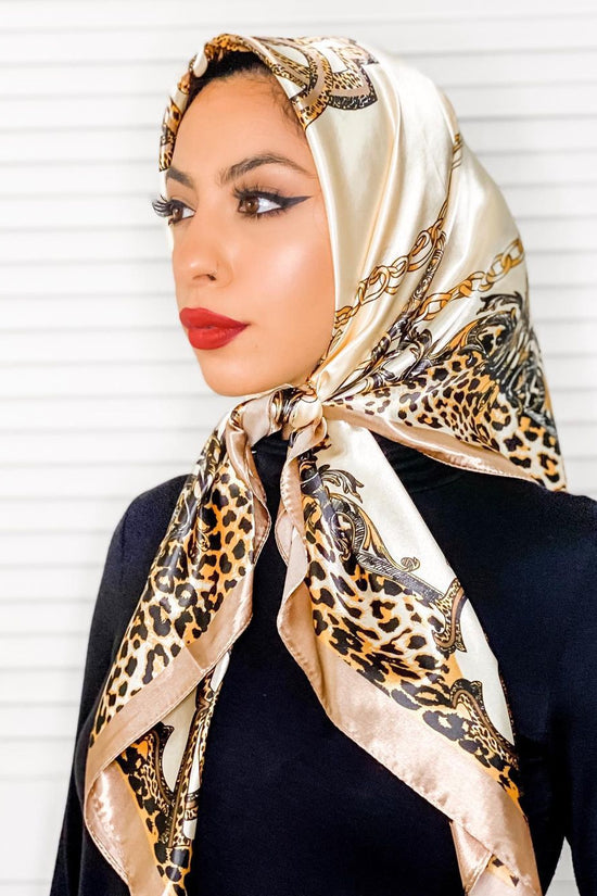 Chain Printed Scarf Women's Casual Scarf 90 90cm Satin Large Kerchief