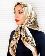 Chain Printed Scarf Women's Casual Scarf 90 90cm Satin Large Kerchief - DanaFashionstore