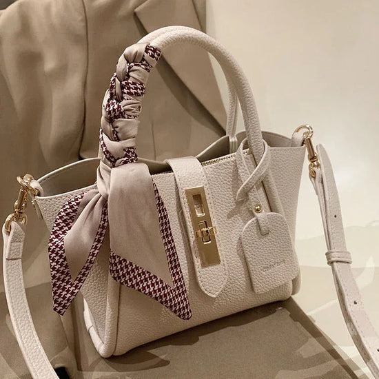 Litchi Pattern Soft Leather Portable Tote Bag - DanaFashionstore