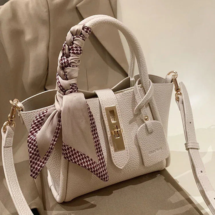 Litchi Pattern Soft Leather Portable Tote Bag - DanaFashionstore