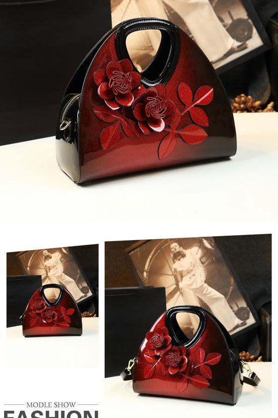 Personalized Flower Dumpling Niche Handbag Versatile Patent Leather Messenger Bag - Dana Fashion