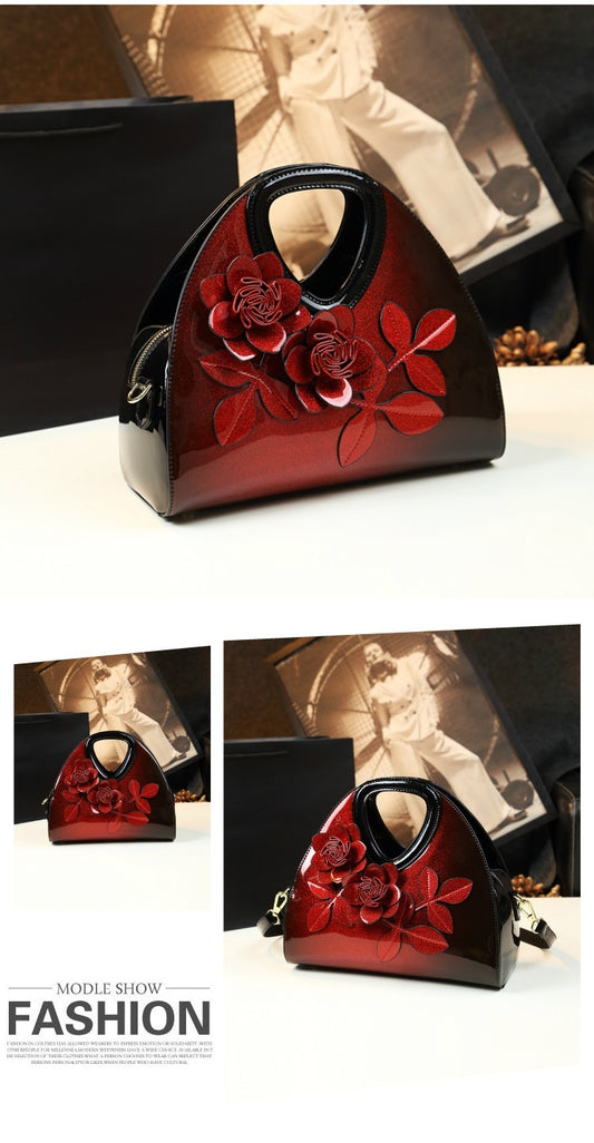 Personalized Flower Dumpling Niche Handbag Versatile Patent Leather Messenger Bag - Dana Fashion