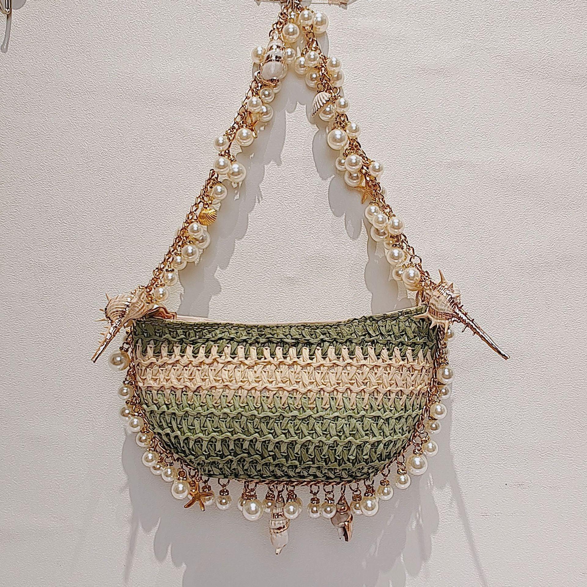 Summer Seaside Holiday Pearl Conch Straw Bag - DanaFashionstore