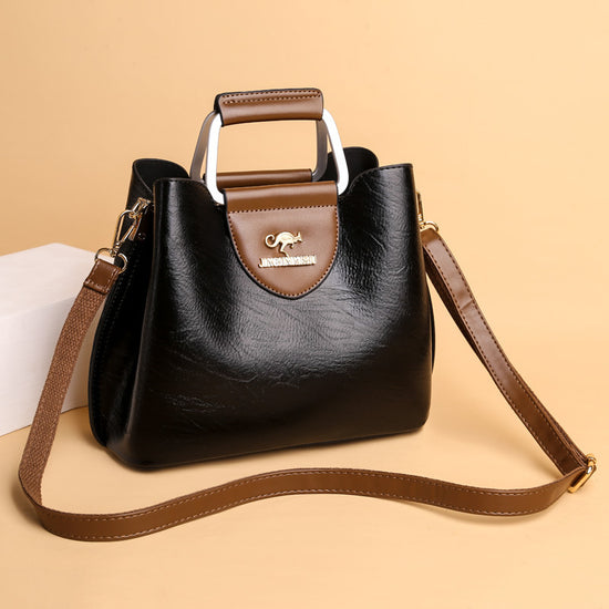 Large Capacity Totes Middle-aged High-grade Soft Leather Shoulder - Dana Fashion