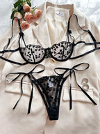 Romantic Love Embroidery Sexy Sling See-through Mesh With Steel Ring - DanaFashionstore