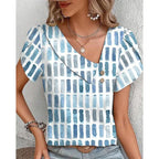 Casual Diagonal Collar Short-sleeved T-shirt - DanaFashionstore