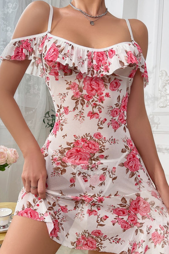 Women's Floral Print Nightgown With Suspenders - Dana Fashion
