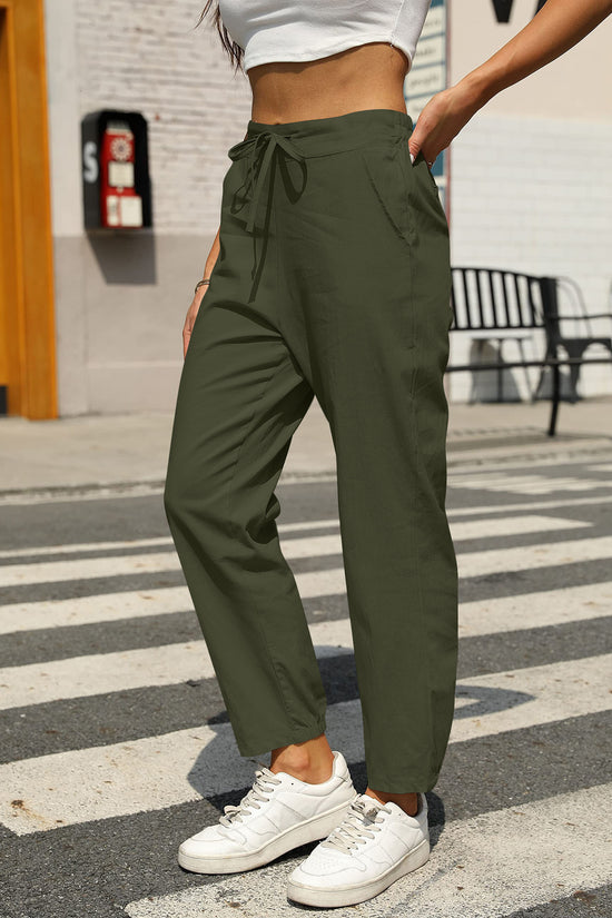 New Casual Linen Drawstring Pants For Women - Comfortable & Stylish - Dana Fashion