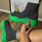 Fashion Sock Boots Platform Chunky Heels Shoes Women - DanaFashionstore