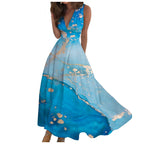 Summer New V-neck Fashion Digital Printing Maxi Dress