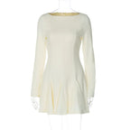 Fashion Bead Pleated Dress 2026 - Round Neck Zipper Back Dress - DanaFashionstore