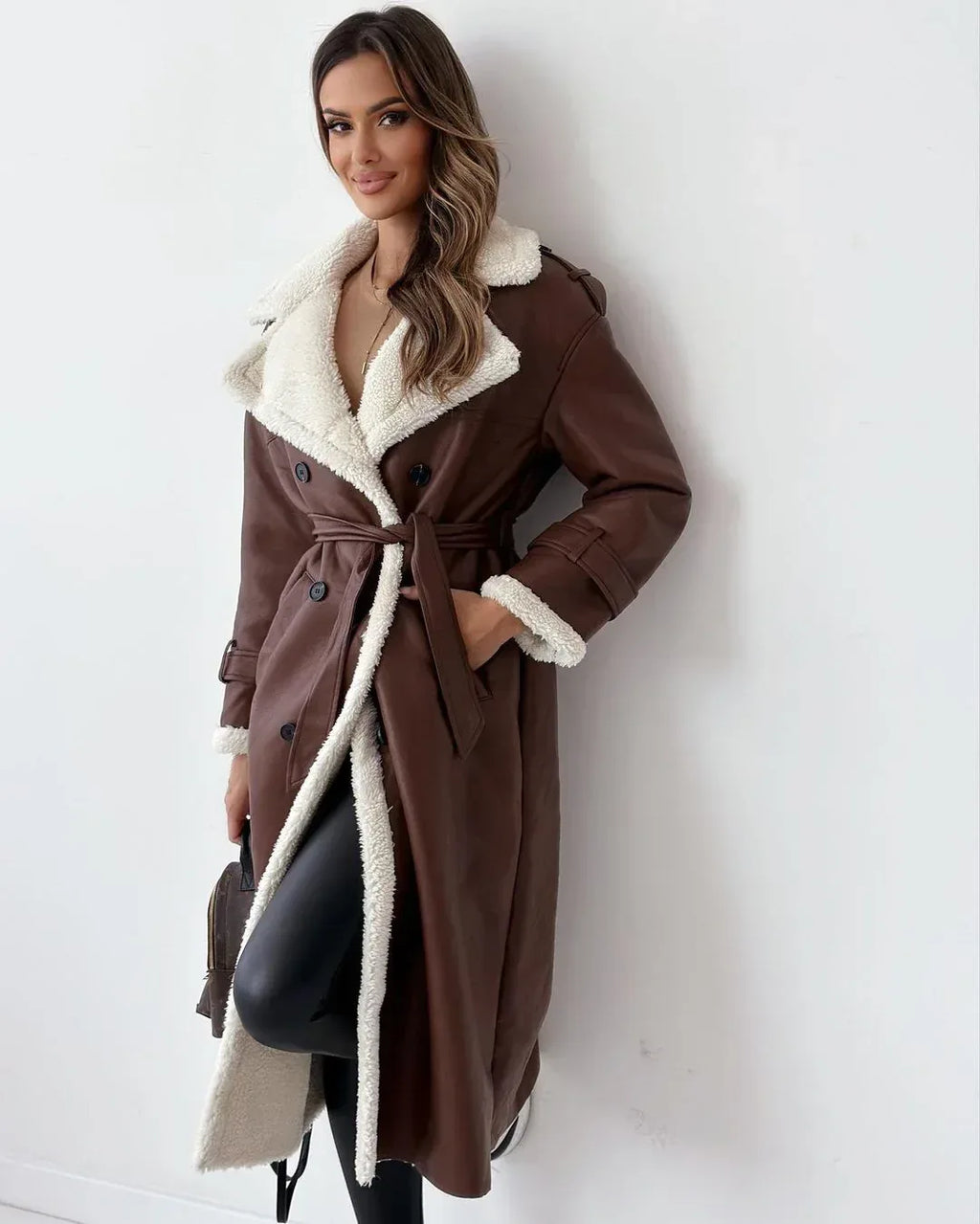 Winter Jacket With Belt Fashion Double Breasted Lapel Windbreaker Women's Long Trench Coat Mid-length Overcoat Clothing - DanaFashionstore