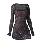 Sequin Square Collar Dress 2026 - Colorful Tight Party Dress - DanaFashionstore