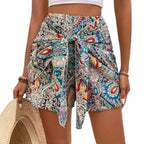 Slimming Lace Up Printed Irregular Skirt For Women - DanaFashionstore