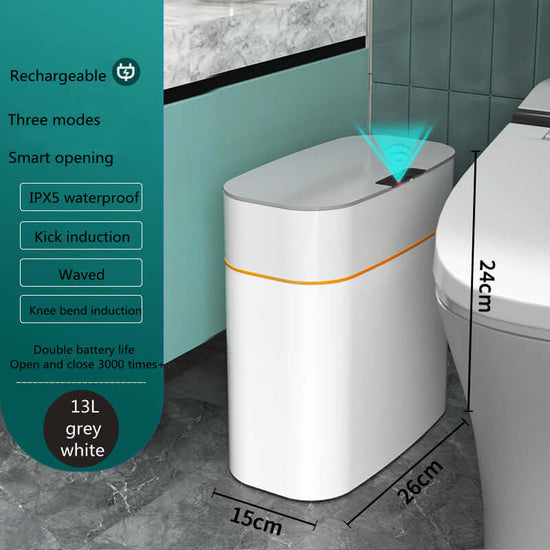 Smart Trash Can With Lid For Bedroom And Living Room Kitchen Storage Box Trash Can Induction Small Car Box Automatic Smart Dustbin Smart Trash Bin $91.53 Dana Fashion Color: Grey style: 13L Toys & Hobbies Summary: It senses people approaching and opens au