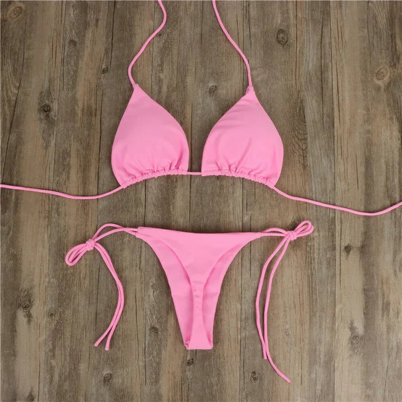 Halter Neck Tie Bikini Ladies Split Tie Swimsuit - DanaFashionstore