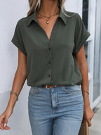 Solid Color Simple Short Sleeve Shirt - DanaFashionstore