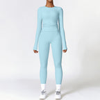 Tight-fitting Brushed Yoga Suit Quick-drying Fitness Clothes  Fitness Long Sleeve Tracksuits Sports Suit Gym Top High Waist Leggings Women Sets Yoga Set