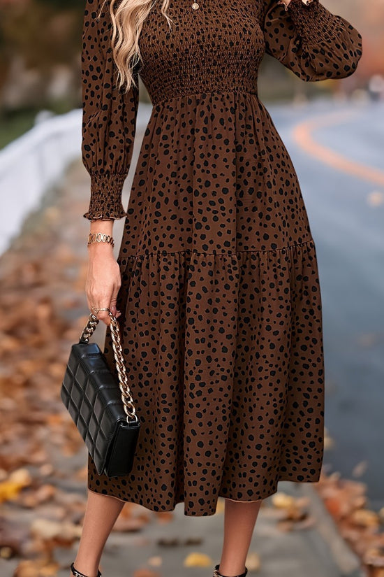 Women's Clothing Leopard Print Long Sleeve Dress - Dana Fashion