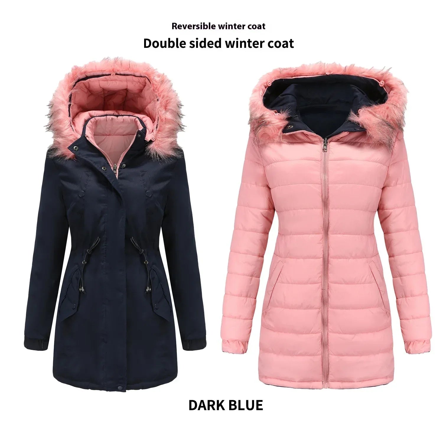 Double-Sided Detachable Fur Collar Quilted Parka 2026 - Versatile Winter Coat - DanaFashionstore