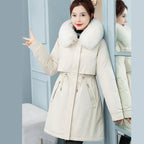 Women's Mid-Length Loose Cotton Coat 2026 - Fleece-Lined Cinched Jacket - DanaFashionstore