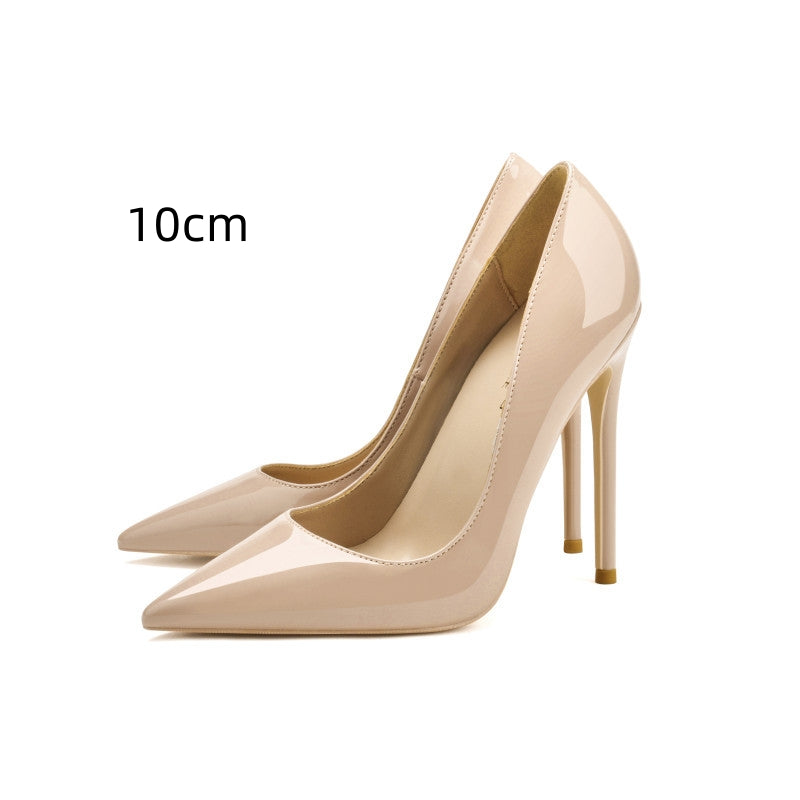 Pointed Toe Stiletto High Heels Size Patent Leather Single Shoes