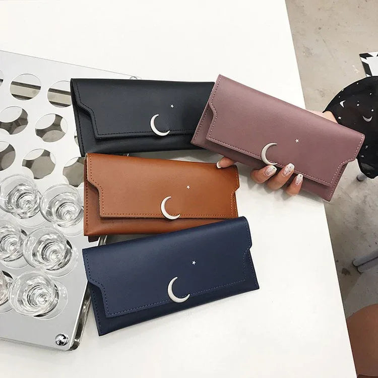 Star Moon Rivet Zipper Soft Leather Coin Wallet - DanaFashionstore