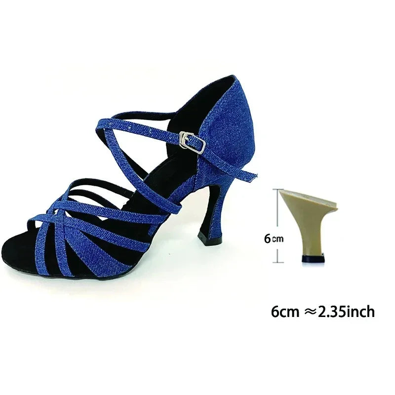 Professional Dance Shoes, Soft Denim Thick Soled Cuban Suede Shoes - DanaFashionstore