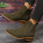 Pointed Suede Elastic Band, Thick Heel Casual Single Shoes For Women - DanaFashionstore