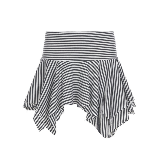 Fashion Hot Girl Street Style Short Striped Asymmetric Skirt Summer - Dana Fashion