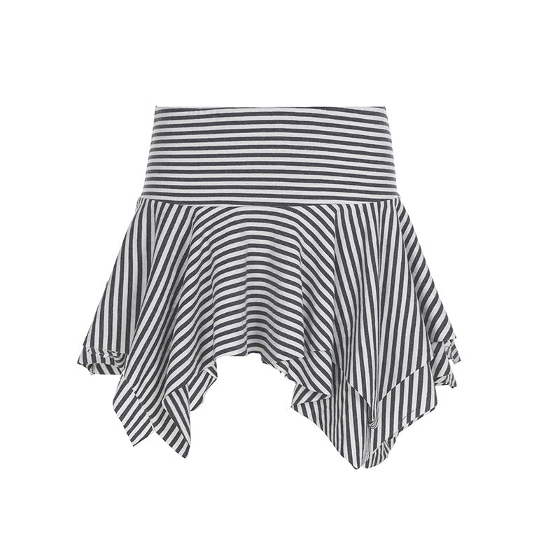 Fashion Hot Girl Street Style Short Striped Asymmetric Skirt Summer - Dana Fashion