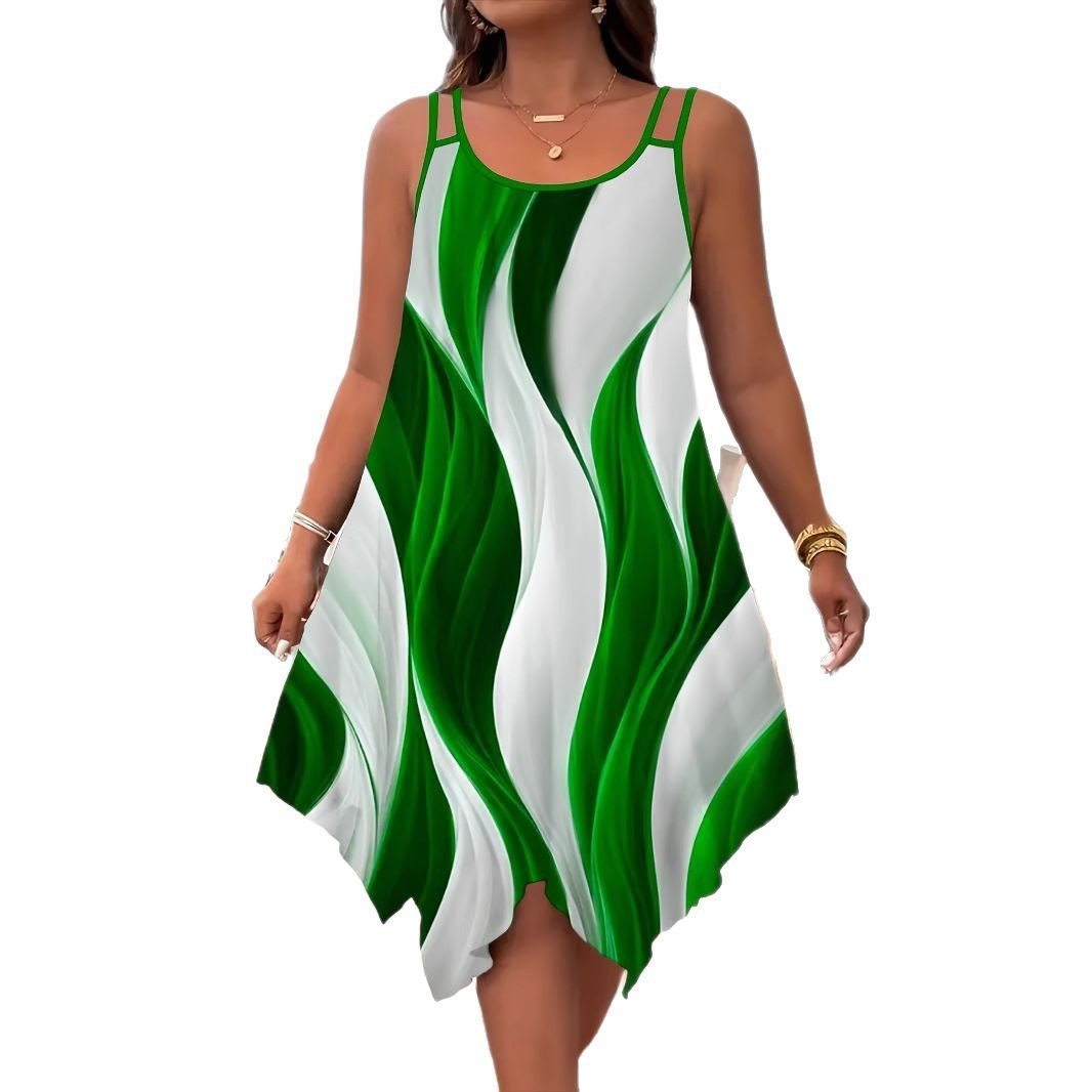 Fashion Double-shoulder Strap Printed Women's Dress - Dana Fashion