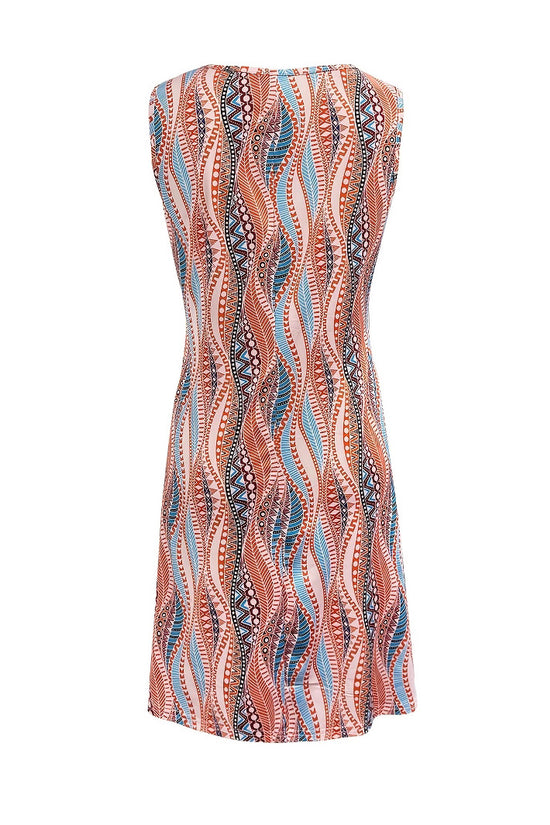 Women's 3D Digital Printing Sleeveless Round Neck Loose Dress - Dana Fashion