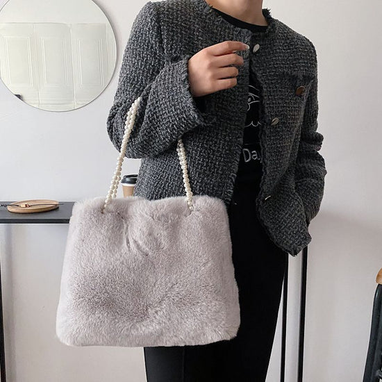 Women's Fashion Plush Pearl Shoulder Bag - Dana Fashion