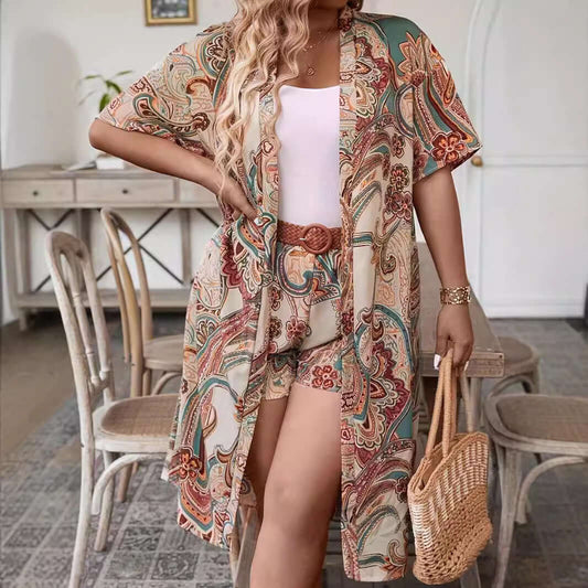 Women's Clothes Hot-selling Holiday Floral Print Two-piece Set $67.60 Dana Fashion Color: Apricot Size: 2XL Women's clothing Product information: Fabric: Polyester Color: Apricot Size: L,XL,2XL,3XL,4XL,5XL Note: 1. Asian sizes are 1 to 2 sizes smaller tha